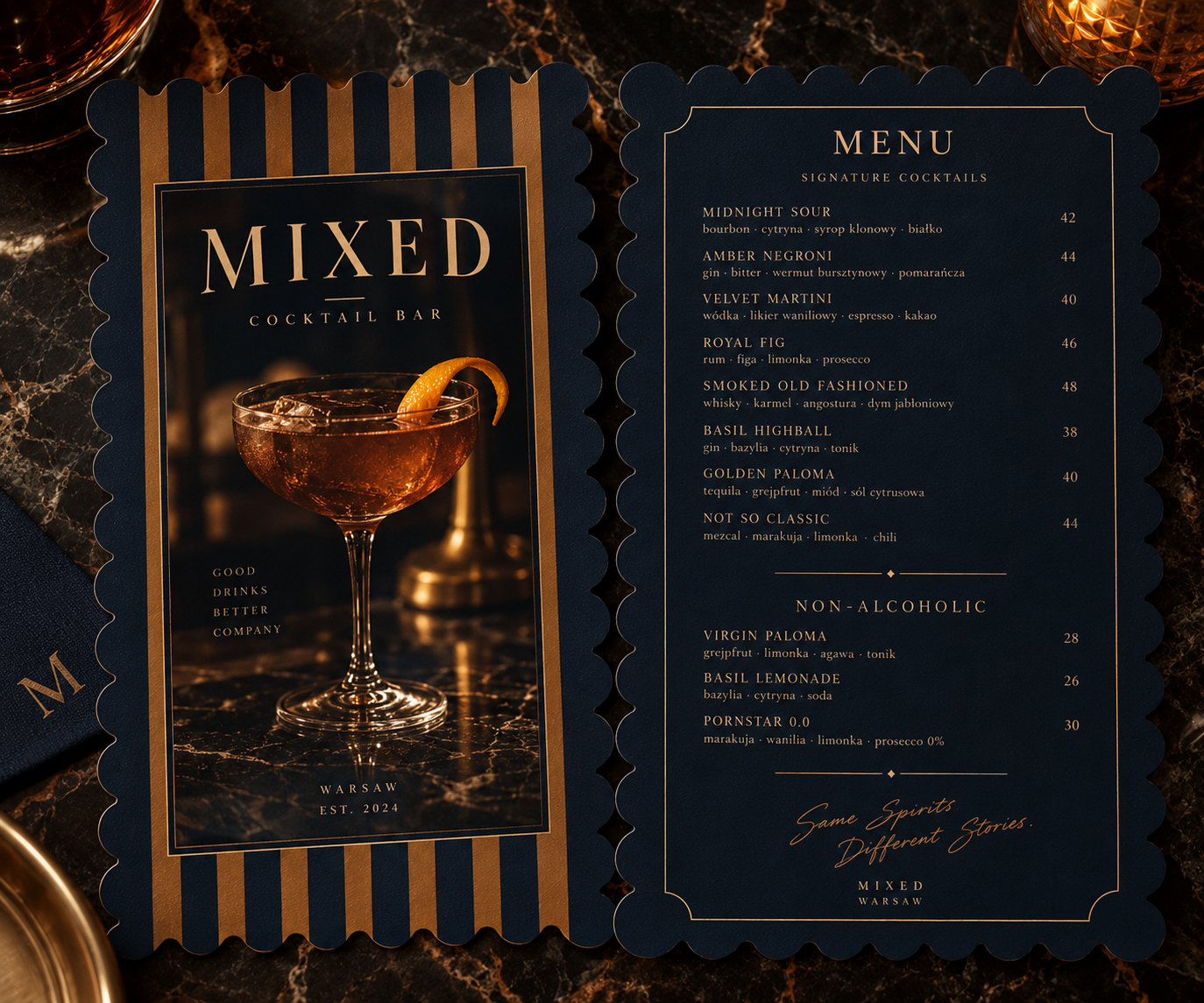Menu cocktail bar